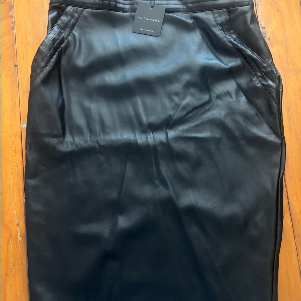 JLUXLABEL Black Midi Pencil Skirt for Work